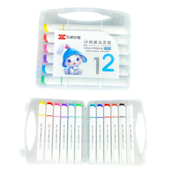 Набор акриловых  маркеров - ручка TY "Rabbit", 12шт. (83160TK-12)