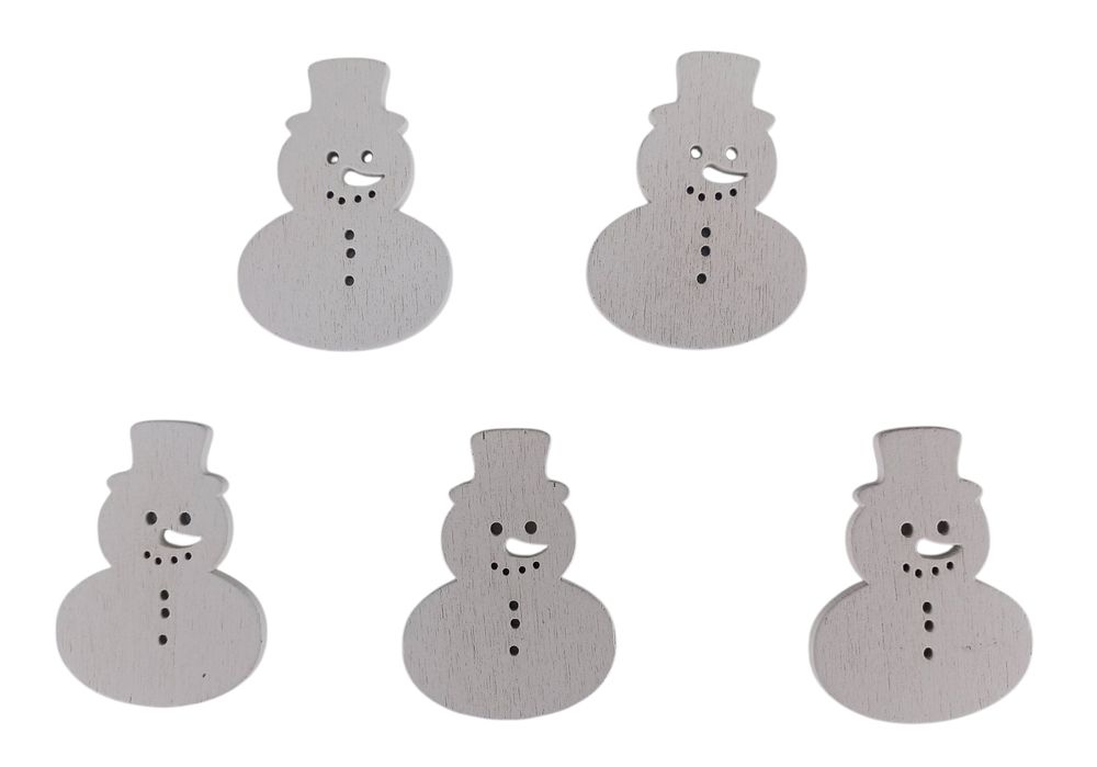 Деревянный снеговик 5 х 6см, белый, 5шт (TK-015)