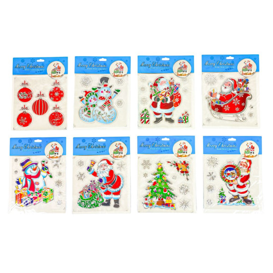 Наклейки для окон силикон "Santa" 19*25см, mix (6527-P3-17)