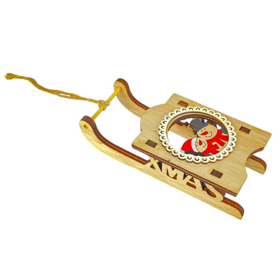 Дерев'яна підвіска сани 13 х 6 х 3, 5см (L00407)