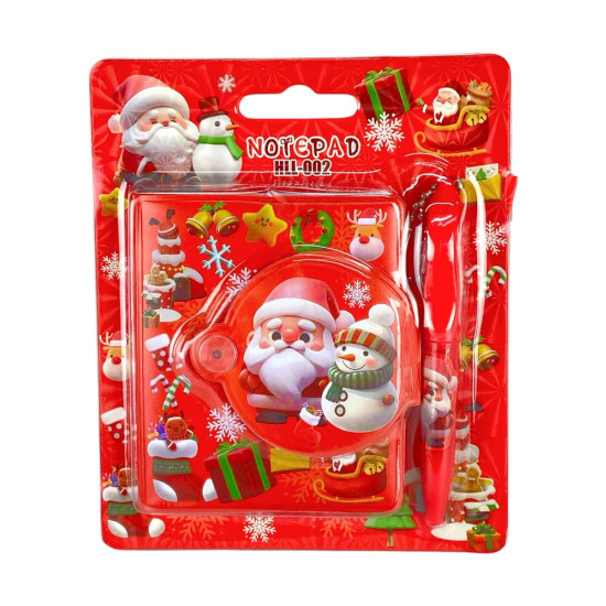 Блокнот на кнопке ПВХ+ручка-брелок 8 х 7см "Новогодний" 65 листов (HLL-002-NY)