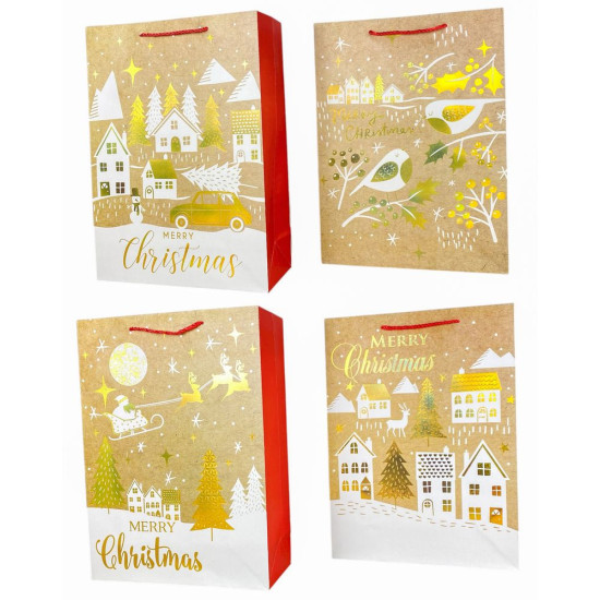 Пакет подарочный новогодний , 30 х 42,5 х 12cm 4 дизайна (Y2908L)