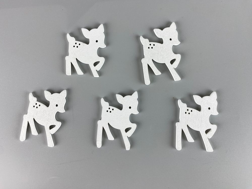 Дерев'яний бембі  5 х 6см, білий, 5шт (TK-019)