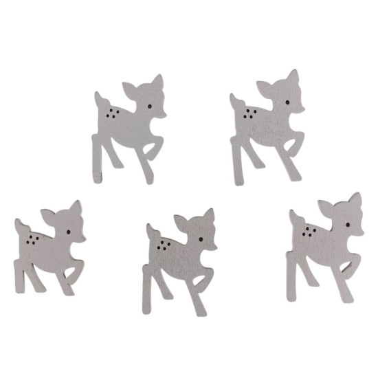 Дерев'яний бембі  5 х 6см, білий, 5шт (TK-019)