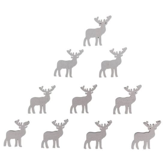Деревянный олень 2 х 3см, белый, 10шт (TK-006)
