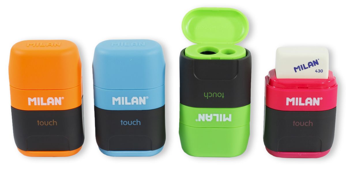 Ластик + двойная точилка "TOUCH" "TM MILAN" 5x3,5см,mix (4706116)