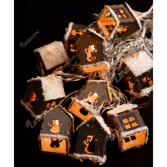 Фигурки 10 LED, "ДОМИК", 4м + переходник, теплый белый (1651-07)