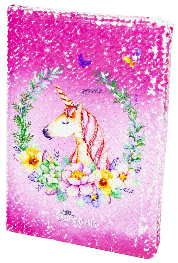 Блокнот с пайетками " Unicorn" A5 P80 70g, линия, mix4 (3896-A5)