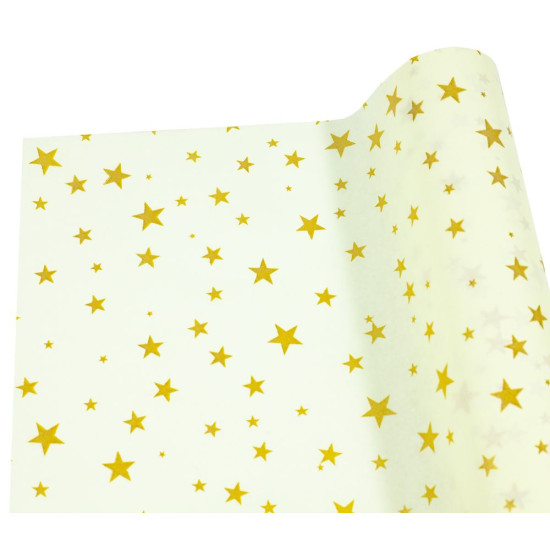 Бумага тишью  30г, 50см х 14м желтая с золотыми звездами, Unison,PQD5014-25 Желтый Unison (PQD5014-25)