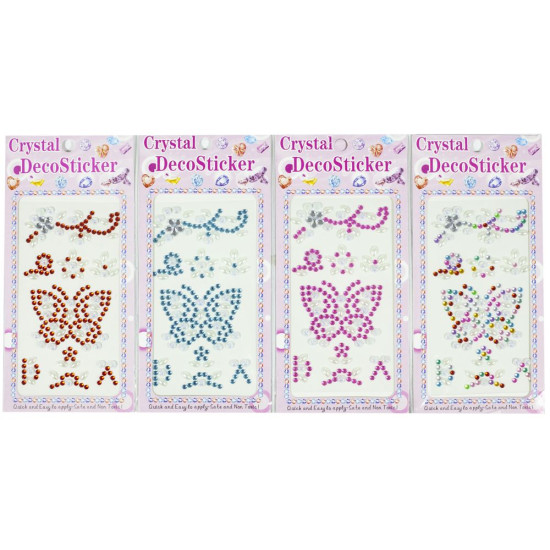 Наклейки "Стразы -Бабочка-жемчуг" 8,5х18см, 6 видов.ST-071 (ST-071)
