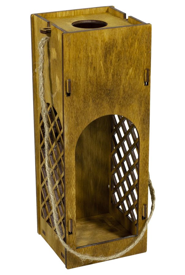 Подарочная коробка под бутылку из фанеры шоколад 09х09х28см (BWR-B1)