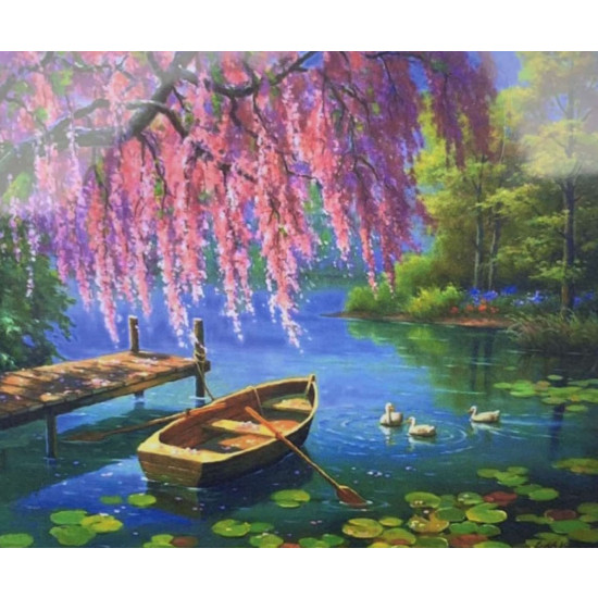Картина по номерам 30*40см "Лодка на озере" OPP (холст на раме краск. кисти. ) (1135EKTL_O)