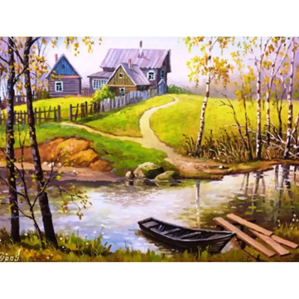 Картина по номерам "Деревенский домик" 40*50см,крас.-акрил,кисть-3шт. Разноцветный Unison (6011EOTG_B)