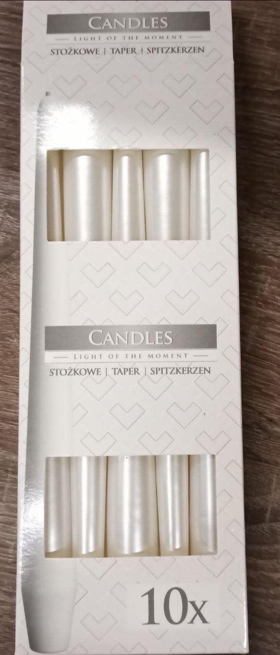 Свеча коническая Bispol жемчужная 7 часов, 24,5см Белый Unison (S30-190)