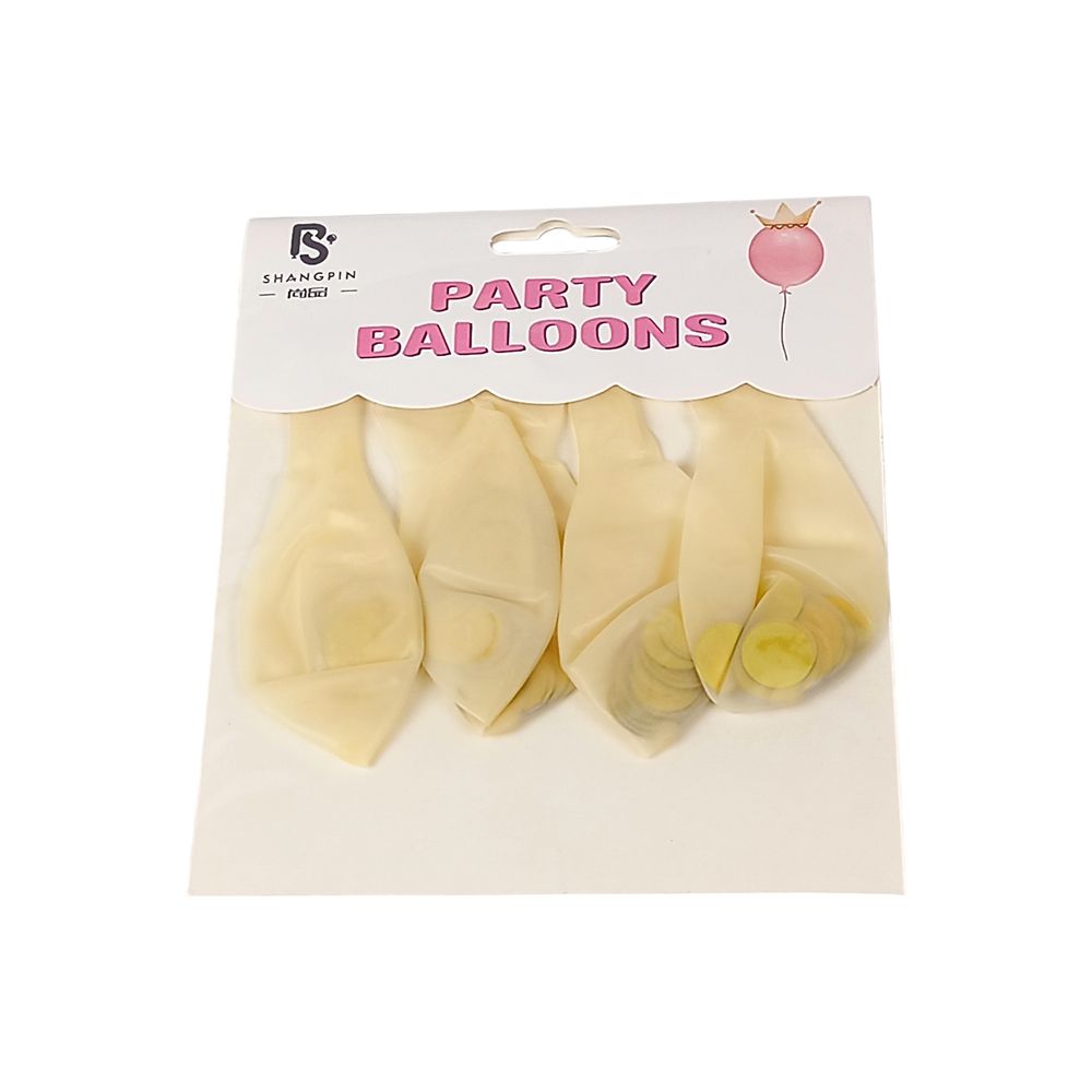 Шарики 10' (26см) конфетти - золотые кружочки, 5шт/уп Прозрачный Без бренда (1005-107)