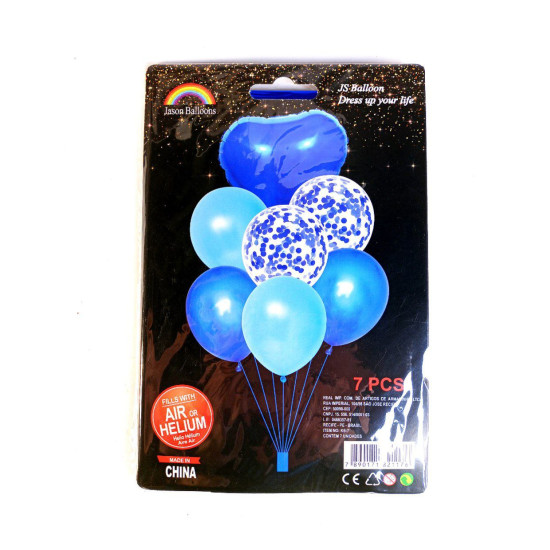 Набор из 7 шариков, Сердце синий Синий Unison (836827-1 blue)