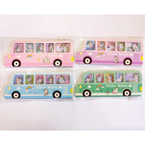 Стикер - закладка 5шт "Автобус-Единороги" Разноцветный Unison (10-002)