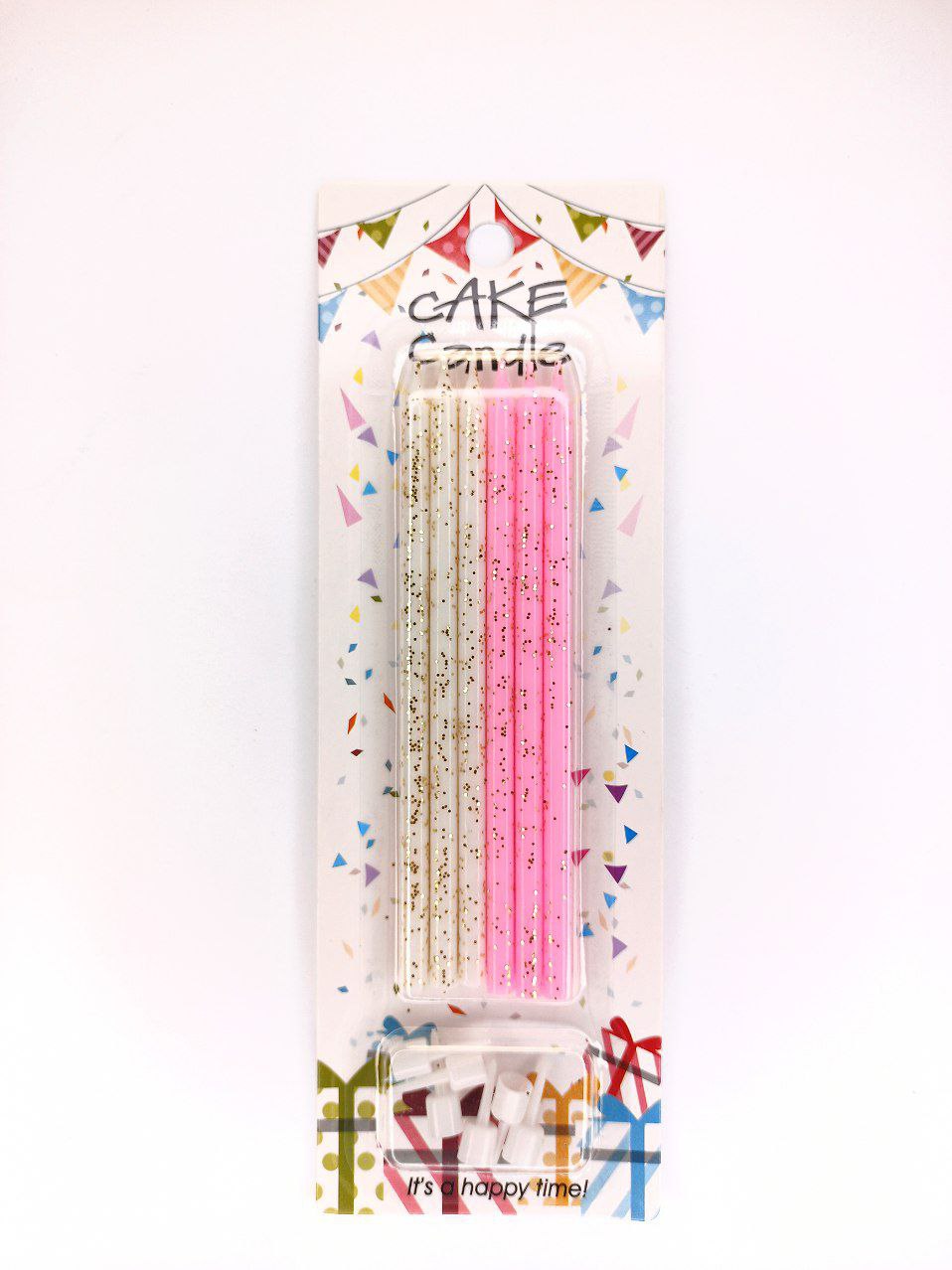Свічка з блиском, 13см, рожеві та білі, 6шт/уп Різнокольоровий Unison (800240 pink and white)