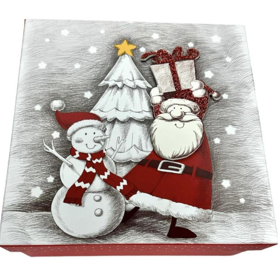 Подарочная новогодняя коробка квадратная - "Санта Клаус и снеговик", в наборе - 3шт., 93209-3 Разноцветный Unison (93209-3)