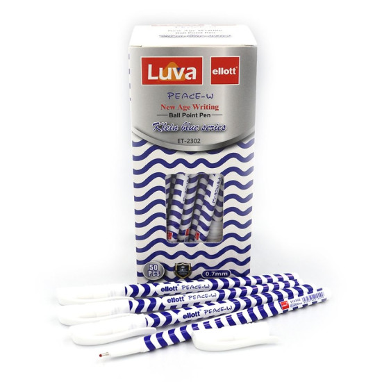 Ручка шариковая Ellot "Luva Peace-W" синяя (50шт/уп) Синий Без бренда (2302ET)