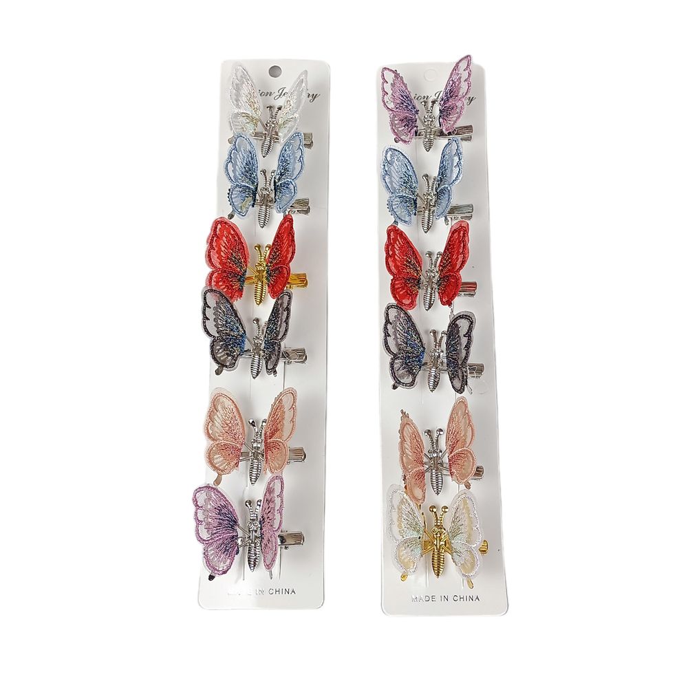 Заколка-стрела для волос "Пархающая бабочка " 12шт на блистере Разноцветный Без бренда (HC-008)