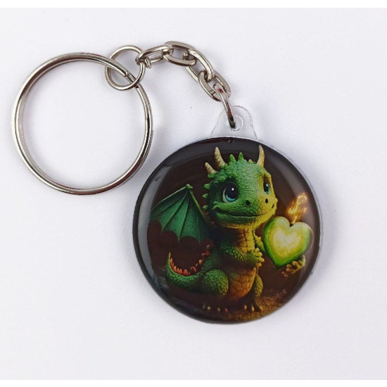 Брелок "Дракончик с сердечком" двусторонний 35мм Разноцветный Unison (Dk 012)