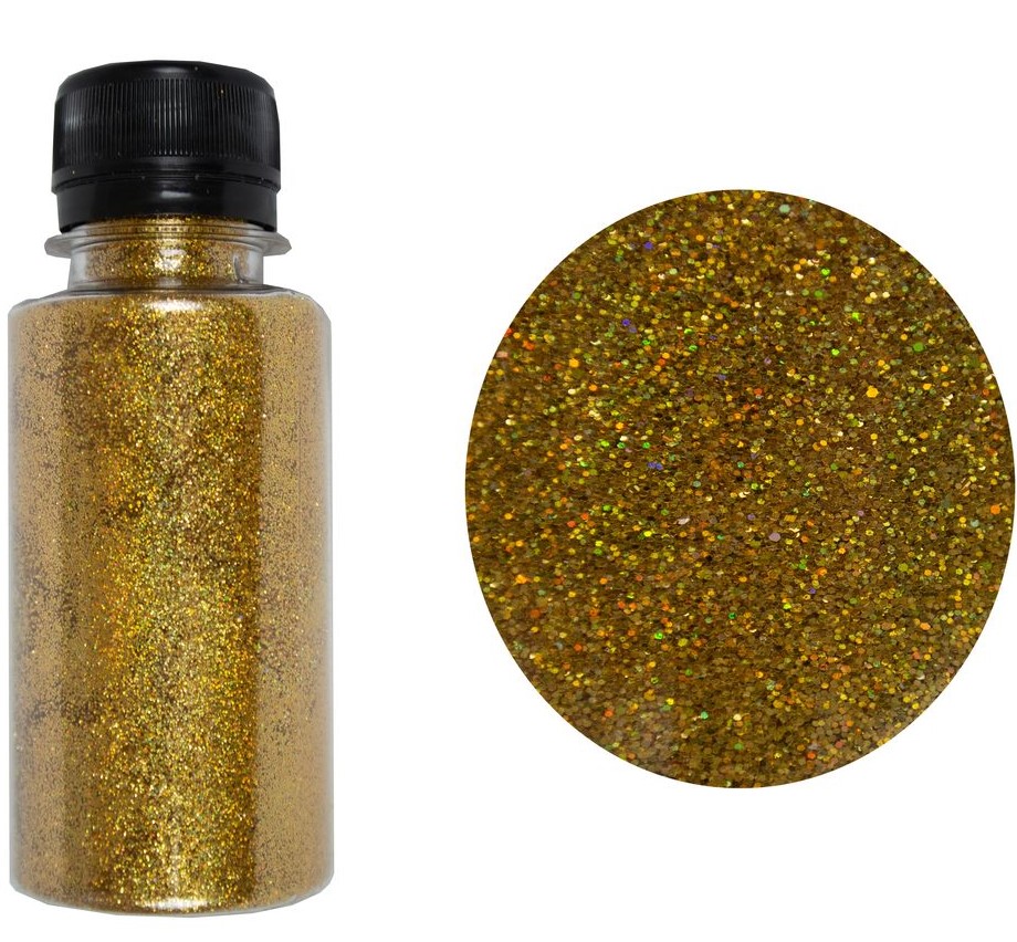 Глиттер (присыпка) 100мл, голограмма  золото Золотой Без бренда (ZA 100-6051)