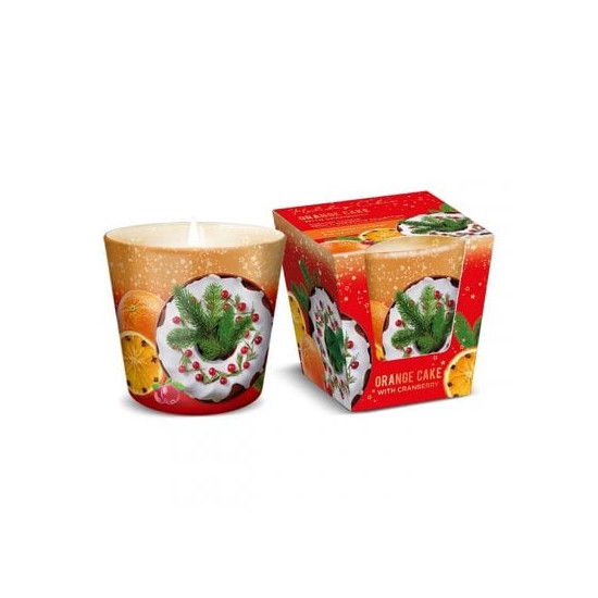 Свічка ароматична "Апельсиновый пирог с клюквой" 30 часов, 8см Оранжевый Bartek Candles (74766)