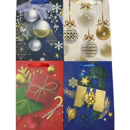 Пакет новорічний "Новорічні прикраси" , 26х32х10см, 210гр, 4 дизайни Різнокольоровий Unison (B-9010-2)