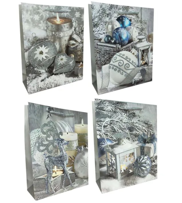 Новогодний подарочный пакет с глиттером "Новогоднее настроение", 26х32х10см, Разноцветный Unison (QZHZD-950B-4)