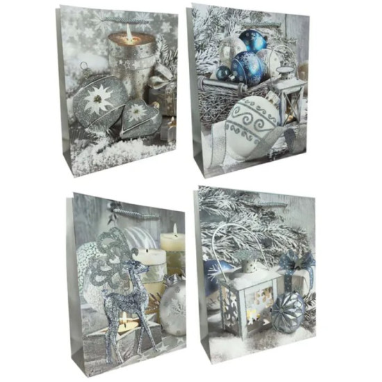 Новогодний подарочный пакет с глиттером "Новогоднее настроение", 26х32х10см, Разноцветный Unison (QZHZD-950B-4)