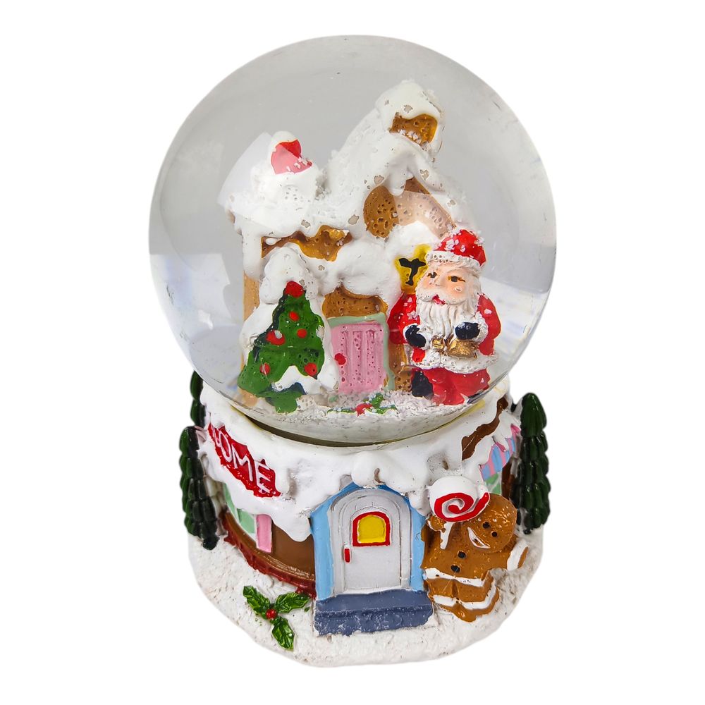 Светящийся сувенир "Шар снежный 80мм - Пряничный Домик" 4 вида (8854)