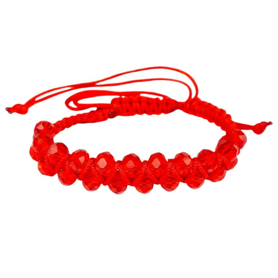 Браслет - фенечка с хрусталиками красные (783027)