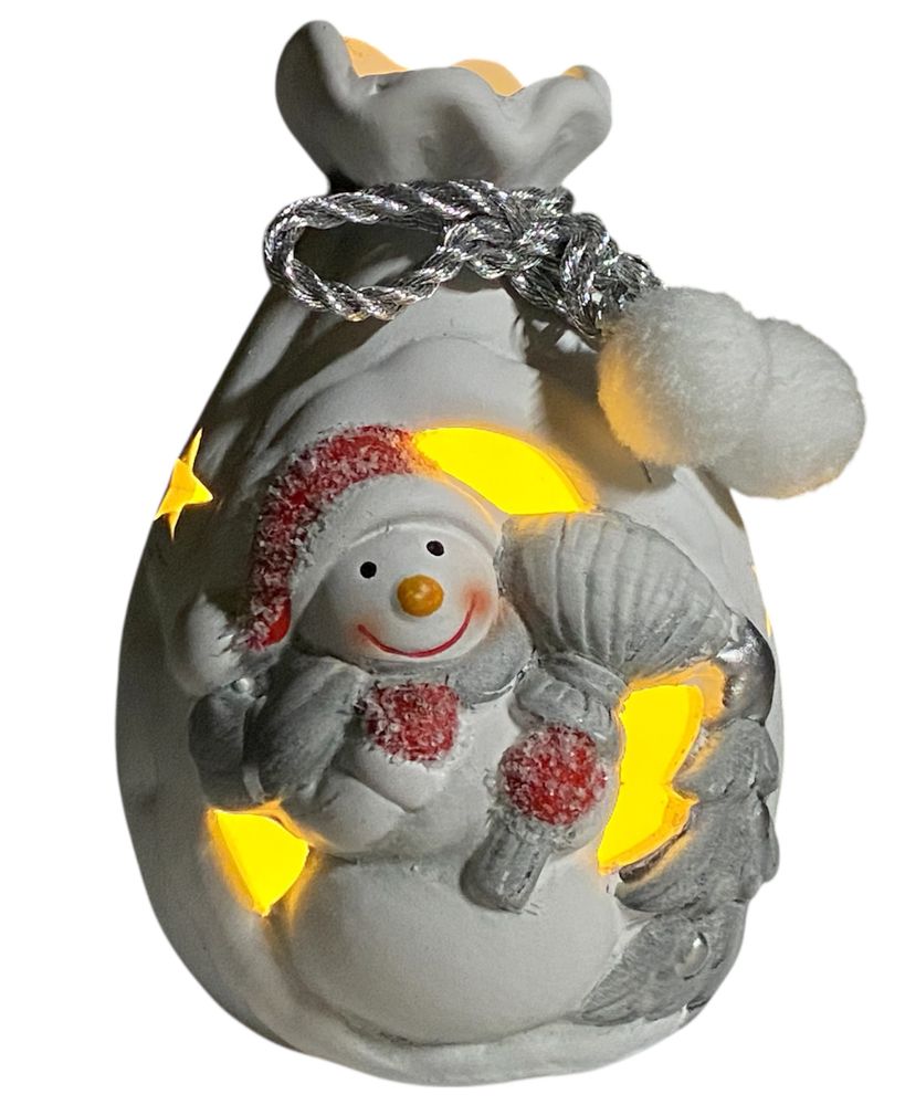 Светящийся сувенир декоративный LED "Мешочек - Санта Клауса, Снеговика" 12,5 х 8,5см (2442)