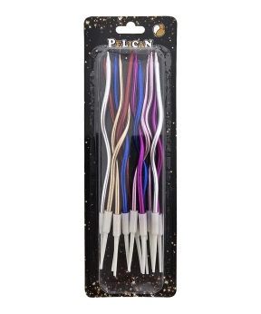 Свечи "Коктейльная 12 штук" хром ассорти цветов TM Pelican (861010)
