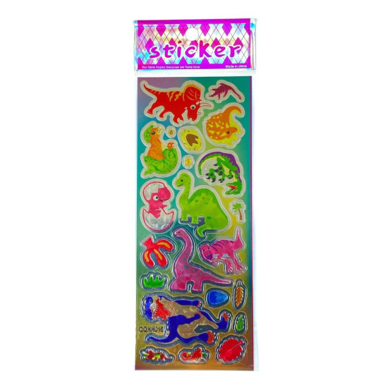 Наклейка пластиковая лазерная 7 х 17см "Динозавры" (QQHH016)