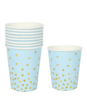 Стаканчики бумажные TM Pelican  "Голубые с золотым горошком" - 10шт (871407)
