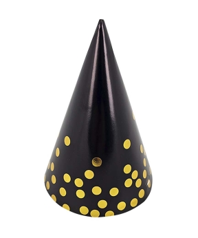 Колпачки бумажные TM Pelican 15см "Чорные с золотым горошком" - 10шт (871806)