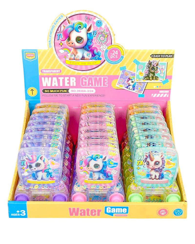 Игра водяная "Поймай колечко-Единорог" две кнопки, 4 вида (3938-А-U)