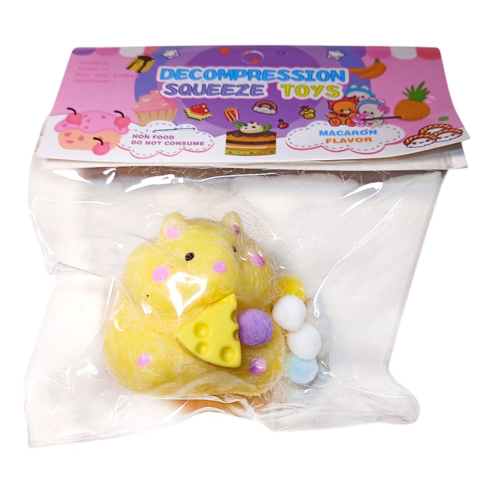 Игрушка-антистерес 5см Сквиши Таба Хомяк желтый меховой (713004  yellow)