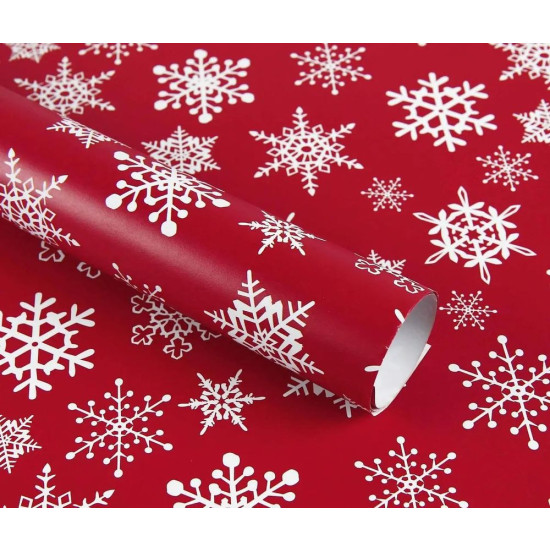Бумага для упаковки подарков(снежинки на красном 10листов) (PCZ10070-10-569)