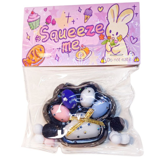 Таба сквиш антистресс  7см Лапка  цветная (712243 black)