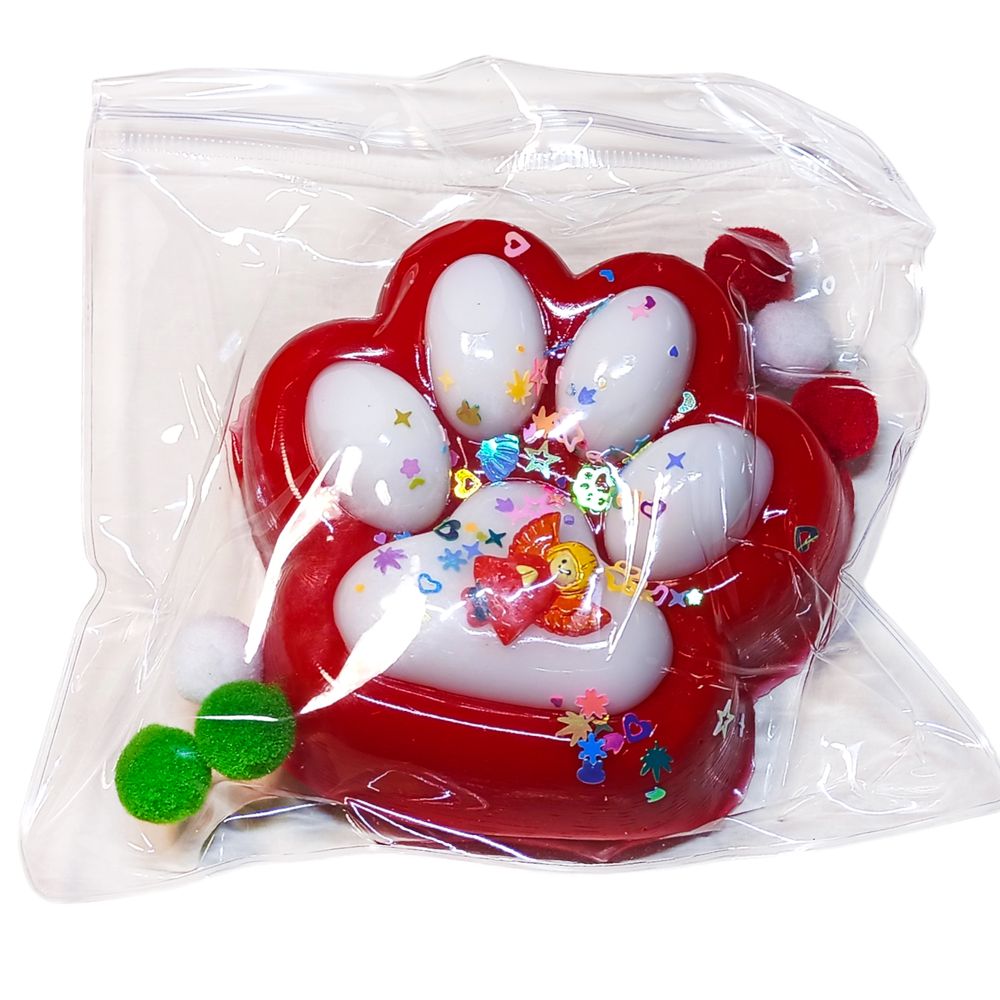 Таба лапка новогодняя 10см сквиш антистресс (712295 red-white)