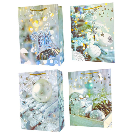 Пакет подарунковий  новорічний , 30 х 42,5 х 12cm 4 дизайни (Y-2816L(21816))