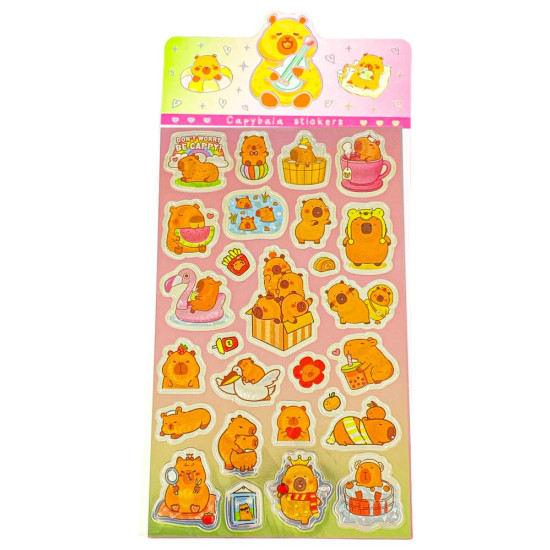 Наклейки лазерные 10,5 х 22см "Капибара" микс (KKF)