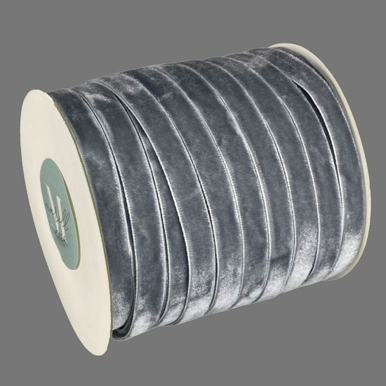Бархатная лента  1,0 см х 50 ярдов Серый Marill (D00910- C 65)