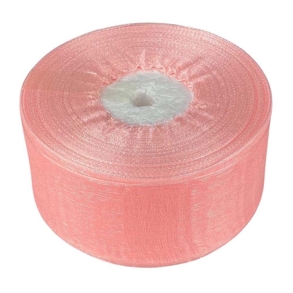 Лента с органзы  персиковая 4,0 см х  50 ярдов Marill (D02040-1022)