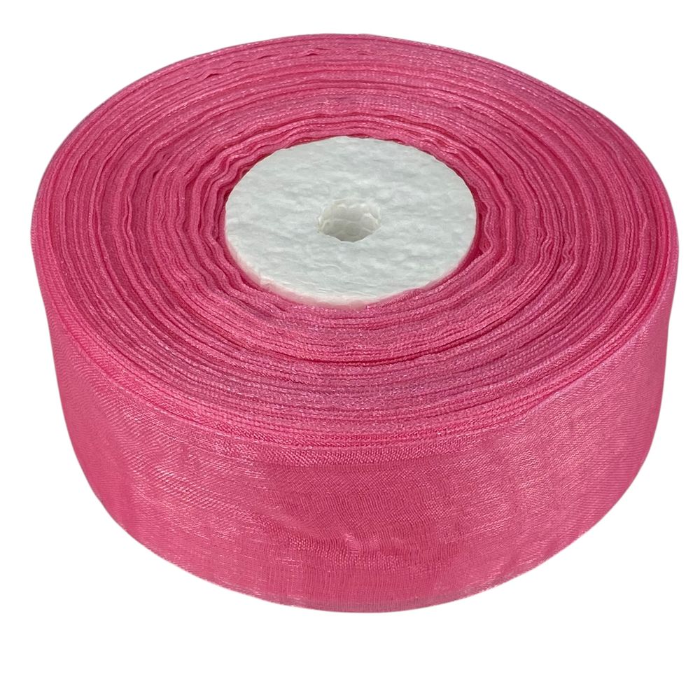 Стрічка з органзи малинова 4,0 см х 50 ярдів Рожевий Marill (D02040-94)