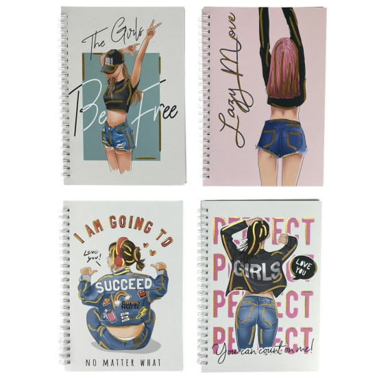 Тетрадь А5 на спирали, 60 листов 70 гр клетка, Девочки (DM-2158-20)