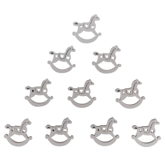 Деревянная лошадка с сердечком 2 х 3см, белая, 10шт (TK-012)